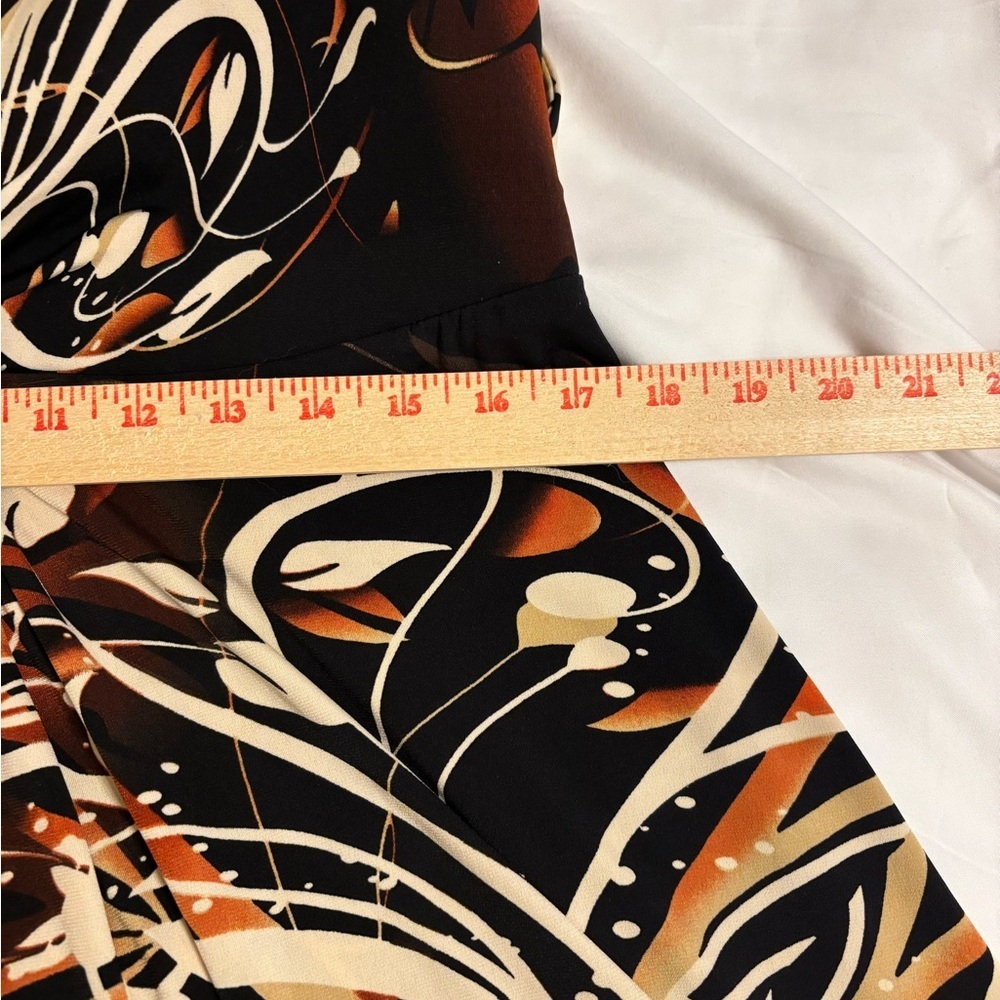 R&M Richards Abstract Floral Cocktail Dress Size 16 Sleeveless A-Line - Picture 4 of 8